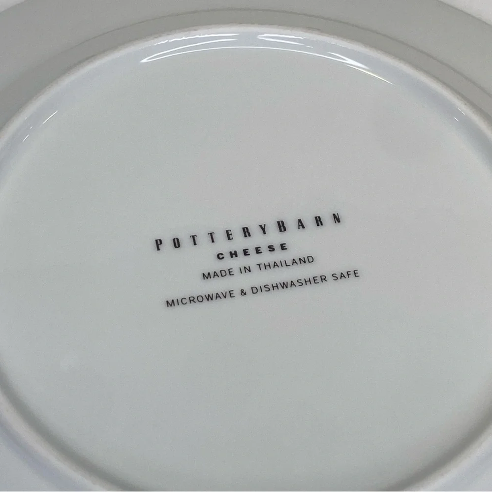 POTTERY BARN Cheese Plate BRIE Black Rim 7 3/4